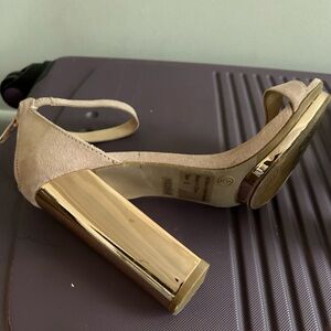 Prom Dance Wedding Nude Beige Gold Pink Chunky Faux Suede patent platform shoes